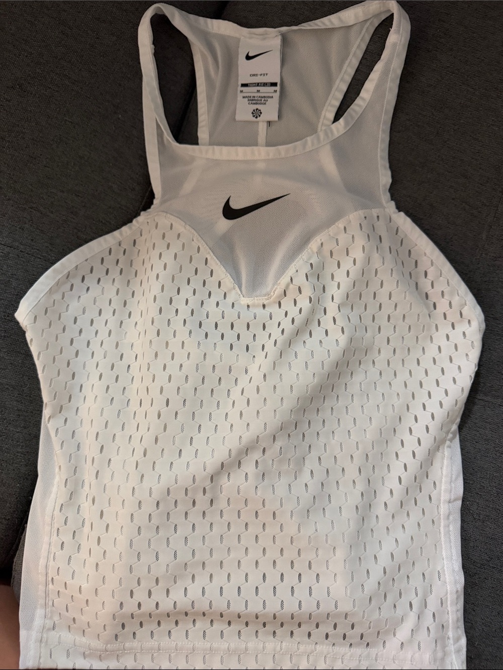 Nike White & Black Perforated Racerback Tank